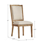 Ornate Linen and Wood Dining Chairs (Set of 2) - Beige Linen, Natural Finish