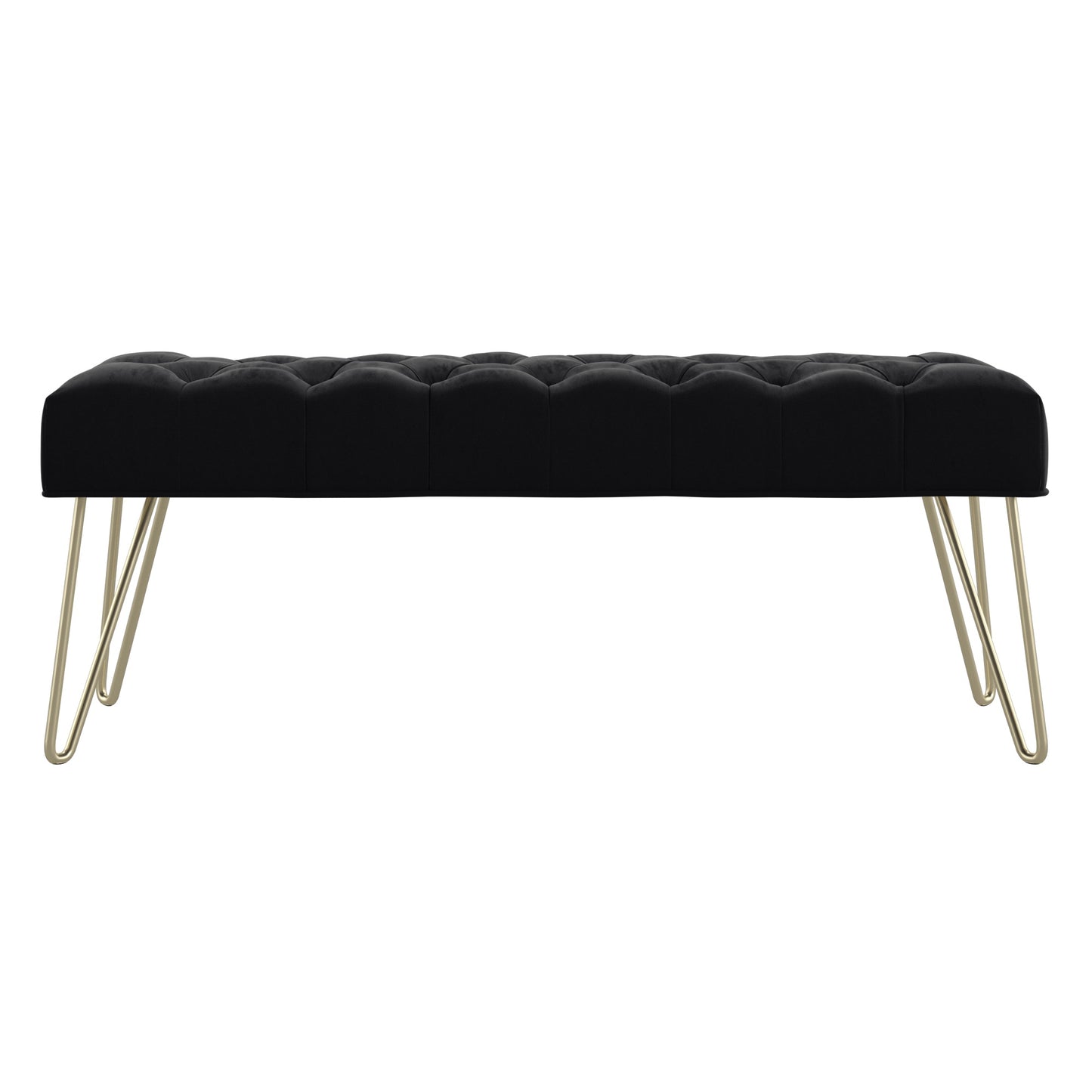 Velvet Tufted Bench - Black