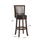 Slat Back Swivel Chair - 29" Bar Height, Dark Cherry, Black Faux Leather