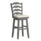 French Ladder Back Swivel Bar Stool - Antique Gray Finish