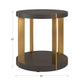 Gold Finish Metal Dark Brown Faux Shagreen Round Table - Dark Brown, End Table