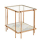 Champagne Gold Finish with Geometric Marble Pattern Glass End Table