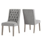 Tufted Linen Upholstered Side Chairs (Set of 2) - Gray Linen