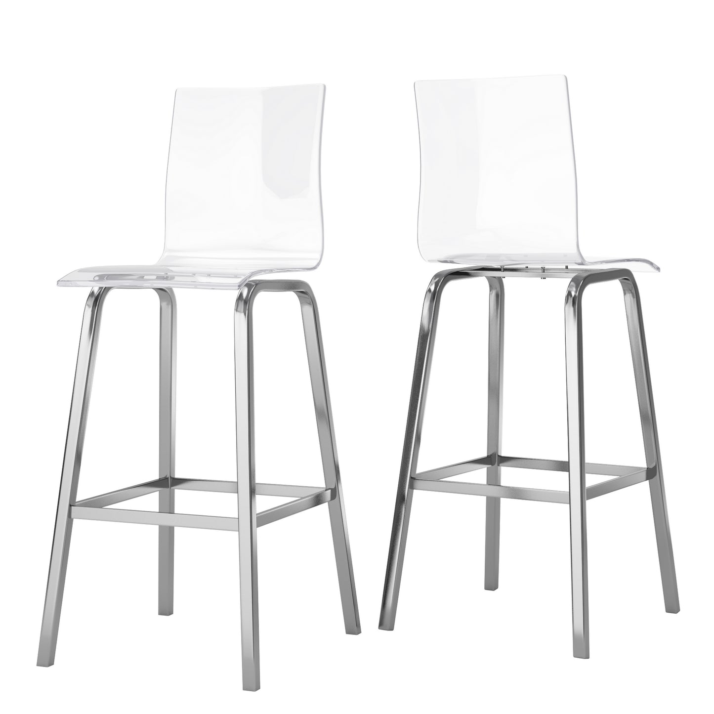 Acrylic Swivel High Back Stools (Set 2) - Chrome, 29" Bar Height