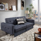 Full 80” Wide Tufted Fabric Convertible Futon - Blue