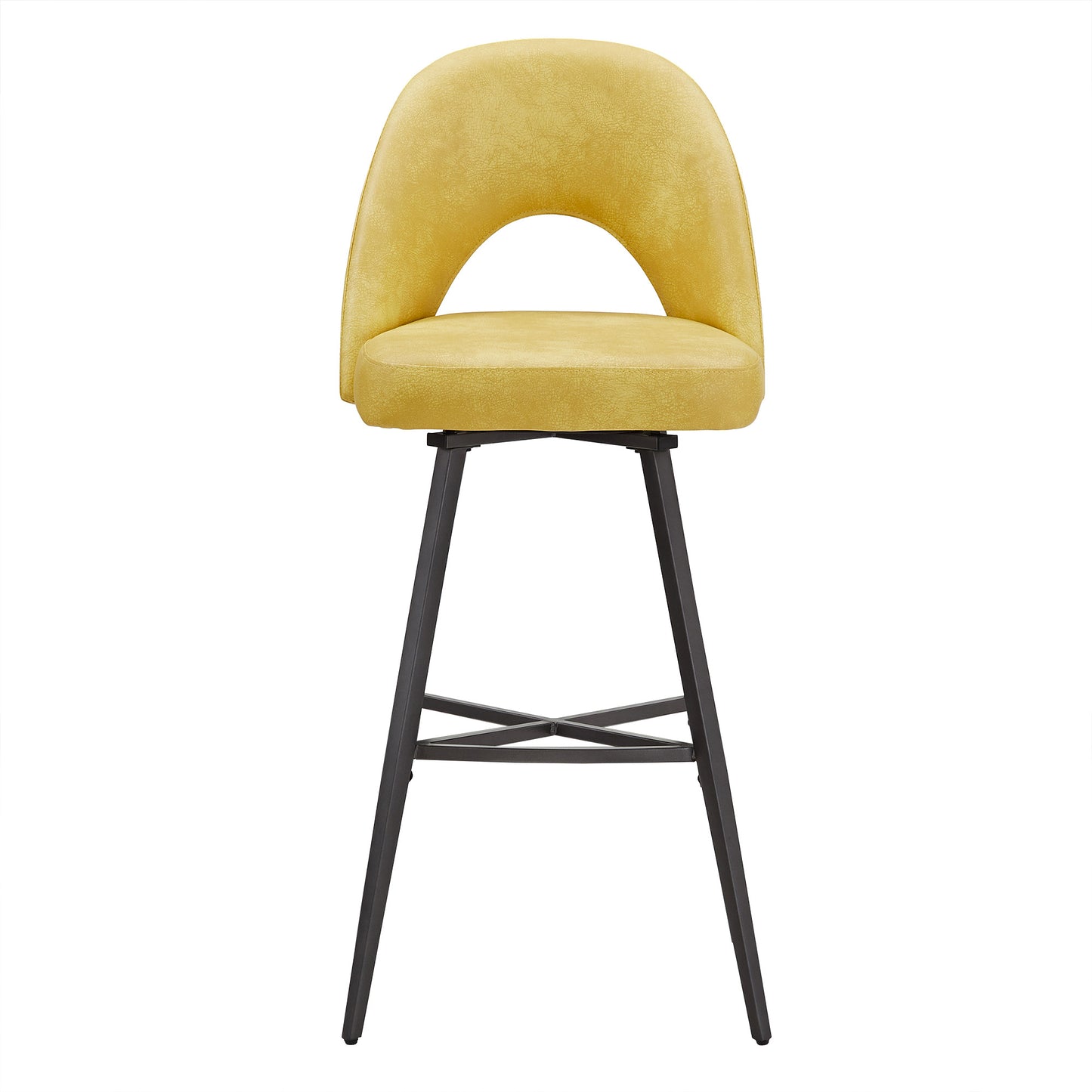 Metal Swivel Stools (Set of 2) - Yellow PU Leather, 29" Bar Height