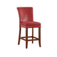 Classic Upholstered High Back Counter Height Chairs (Set of 2) - Cherry Finish, Red Vinyl