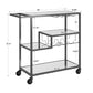 Glass Top Metal Bar Cart - Dark Gray Matallic