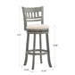 Lattice Back 29"H Swivel Bar Stool - Antiqua Gray Finish, Baiga Linan