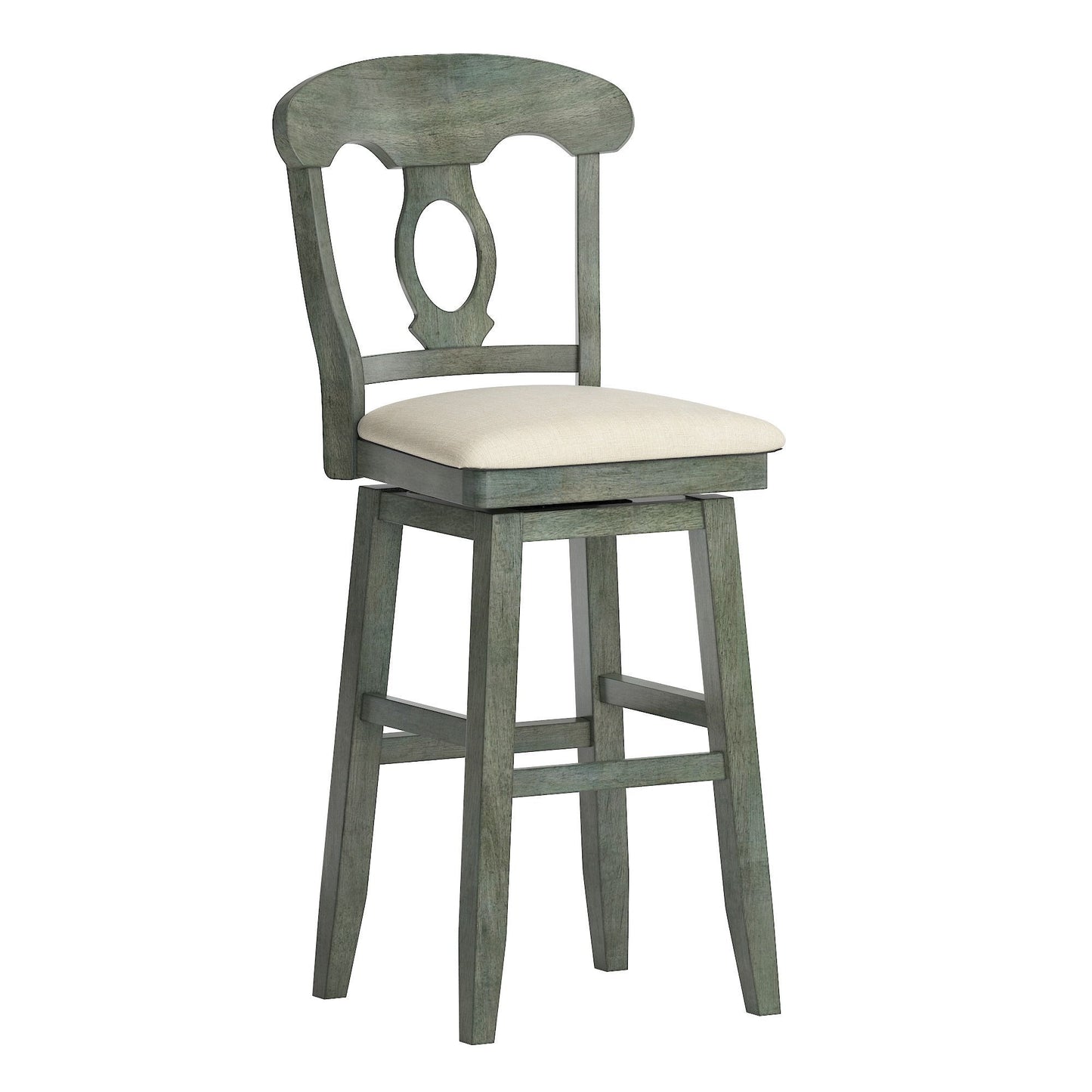 Napoleon Back Wood Swivel Bar Stool - Antique Sage Finish