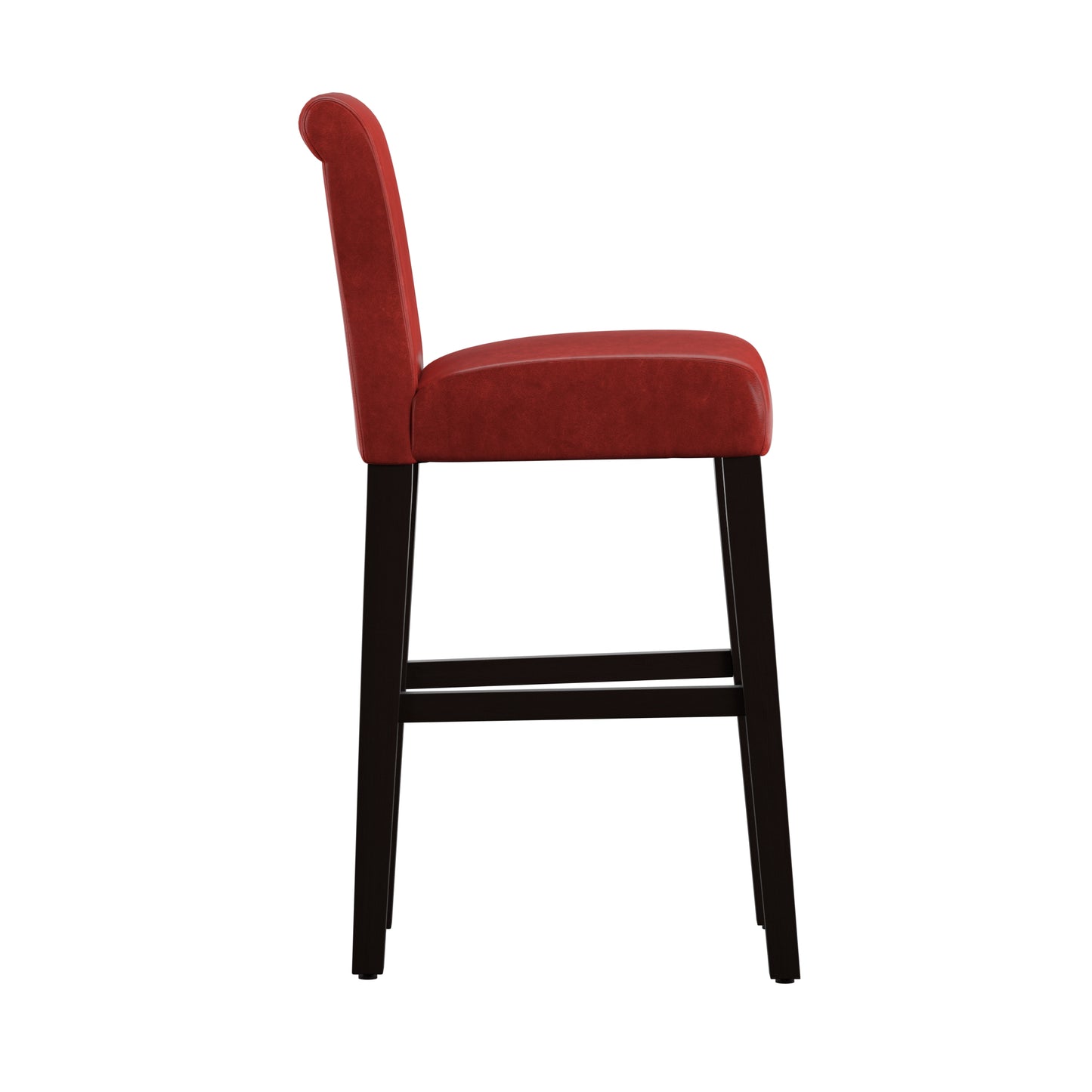 Faux Leather High Back Stools (Set of 2) - Red Vinyl, 30" Bar Height