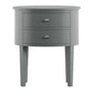 2-Drawer Oval Wood Accent Table - Gray