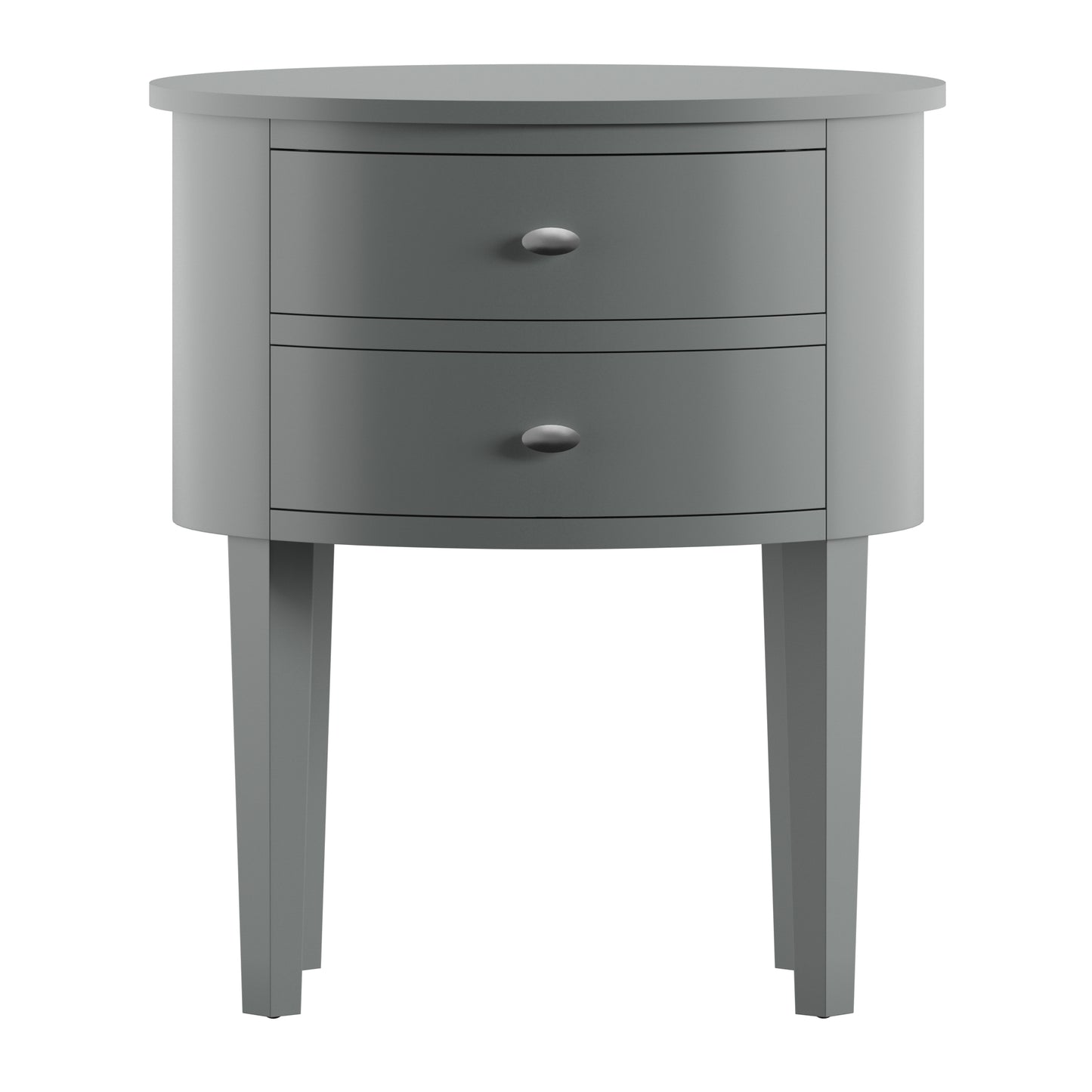 2-Drawer Oval Wood Accent Table - Gray