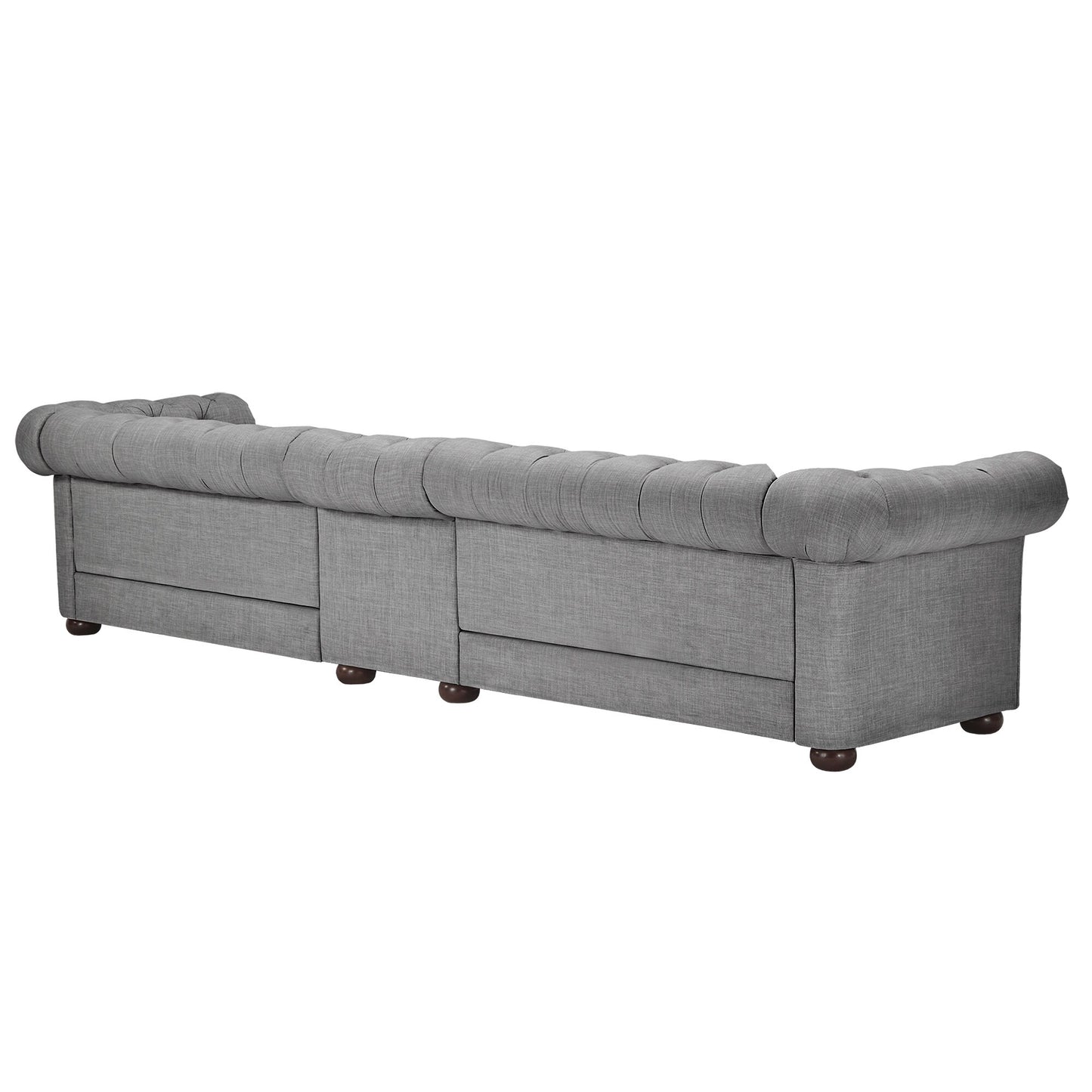 5-Seat Modular Chesterfield Sofa - Gray Linen