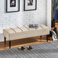 Black Finish Linen Upholstered Bench - Beige