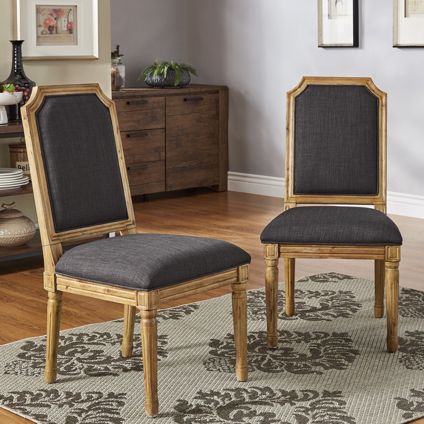 Round 5-Piece Dining Set - Dark Gray Linan, Archad Bridga Chair Backs