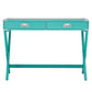 X-Base Wood Accent Campaign Writing Desk - Marine Green