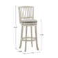 Slat Back Swivel Chair - 29" Bar Height, Antique White Finish, Gray Linen