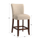 Classic Upholstered High Back Counter Height Chairs (Set of 2) - Espresso Finish, Beige