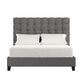 Button Tufted Linen Upholstered Bed - Gray, Quaan