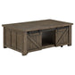 Barn Door Coffee Table with Storage - Antiqua Gray Finish