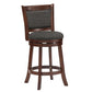 Upholstered Back Swivel Stool - 24" Counter Height, Cherry Finish, Dark Gray Linen