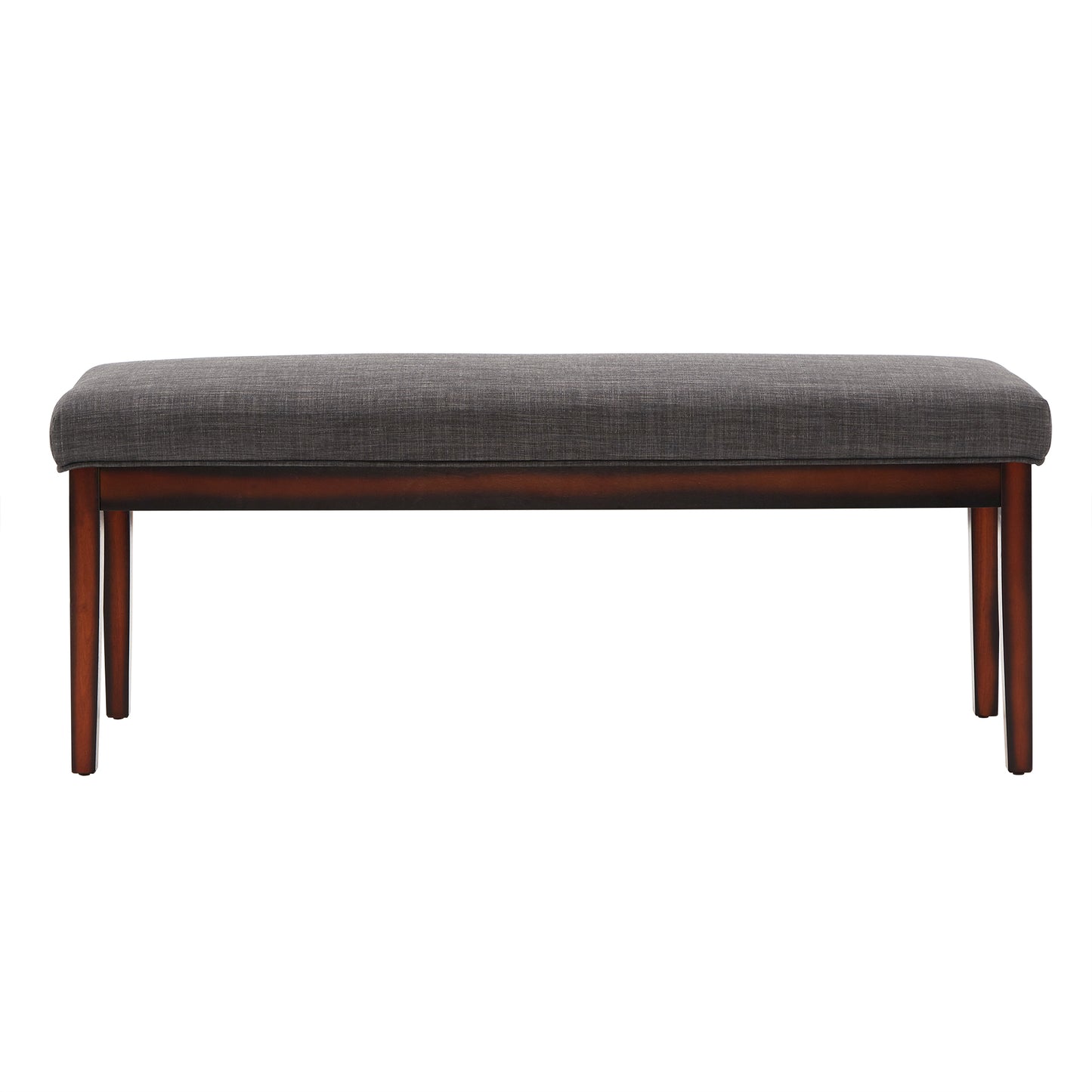 Upholstered Espresso Finish Bench - Esprasso Finish, Dark Gray