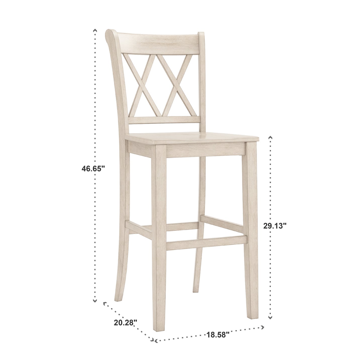 X-Back Bar Height Chairs (Set of 2) - Antique White Finish