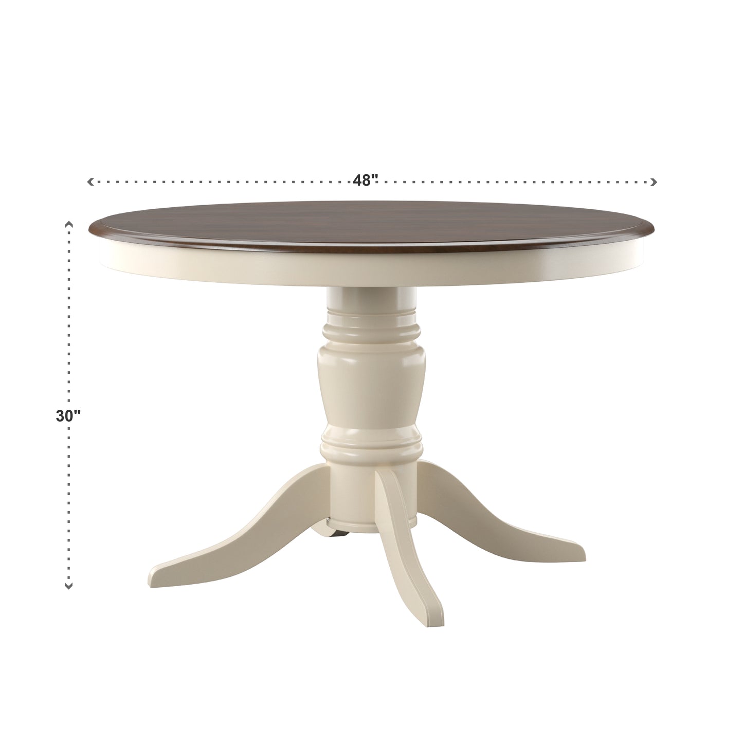 Two-Tone Round Dining Set - Antique White, Cross Back, 3-Piece Set