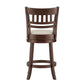 Lattice Back 24"H Swivel Counter Height Stool - Dark Cherry Finish, Beige Linen