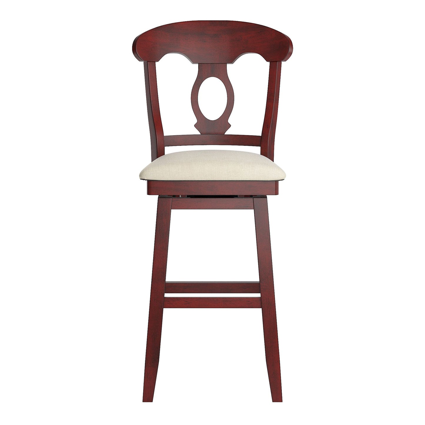 Napoleon Back Wood Swivel Bar Stool - Antique Berry Finish