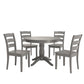 Round Pedestal Base 5-Piece Dining Set - Antiqua Gray Finish, Laddar Back