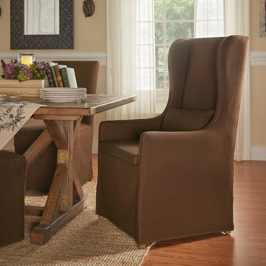 Slipcovered Wingback Parson Chair - Brown