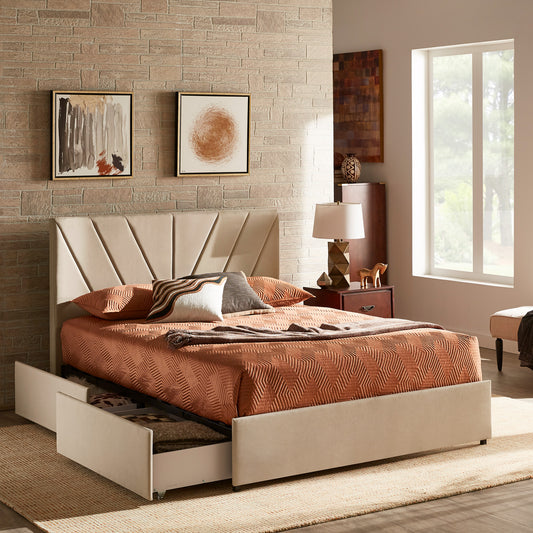 V-Channel Headboard Storage Platform Bed - Full Size (Full Size)