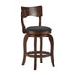 Swivel 24-inch Brown Counter Height Barstool - Dark Gray Linen