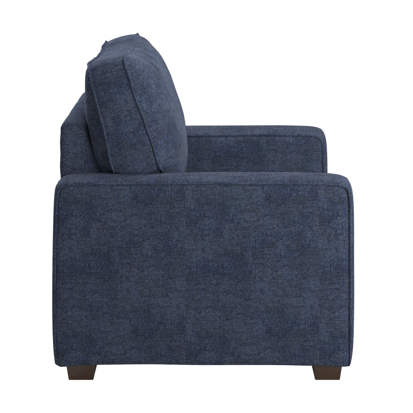 Modern Fabric Upholstered Square Arm Sofa - Living Room Chair, Blue Chenille Fabric