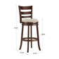 Ladder Back 29"H Swivel Bar Stool - Dark Cherry Finish, Beige Linen