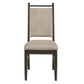 Wood Finish Beige Fabric Dining Chair (Set of 2) - Black Oak