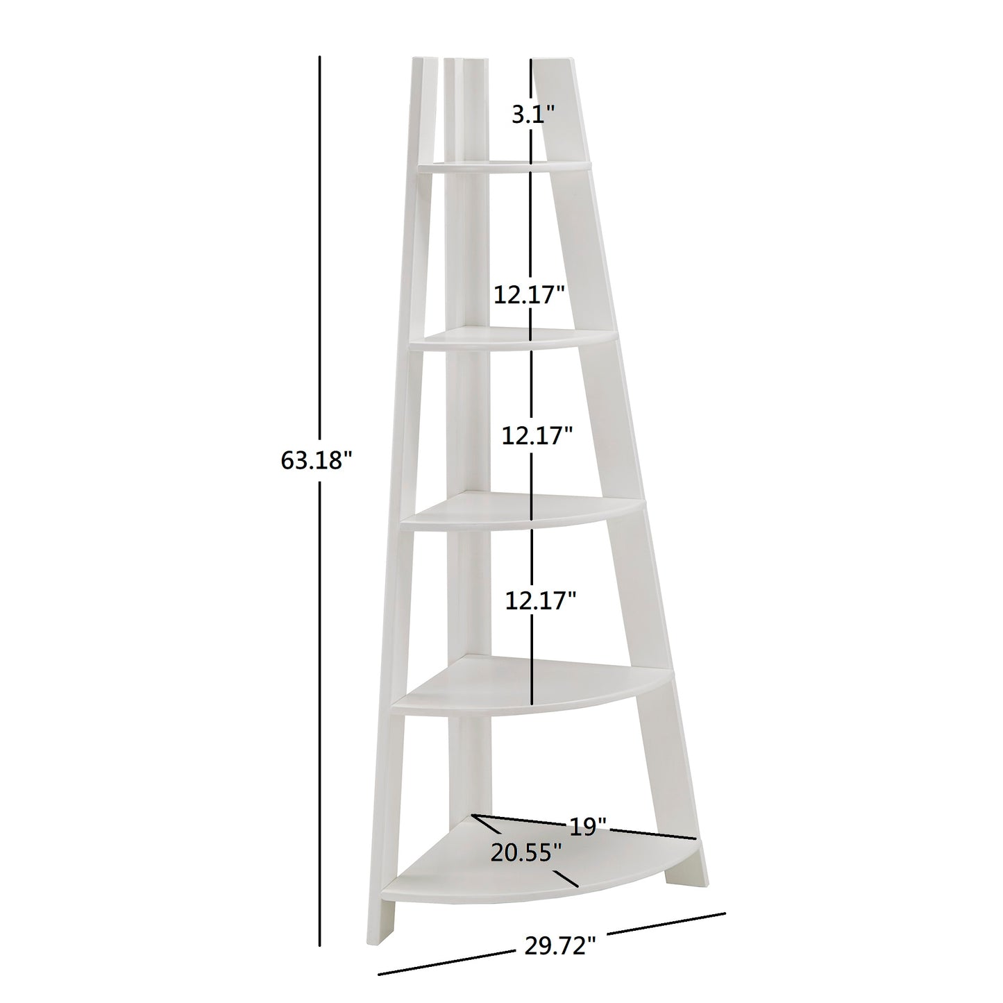 Corner Ladder Bookcase - White