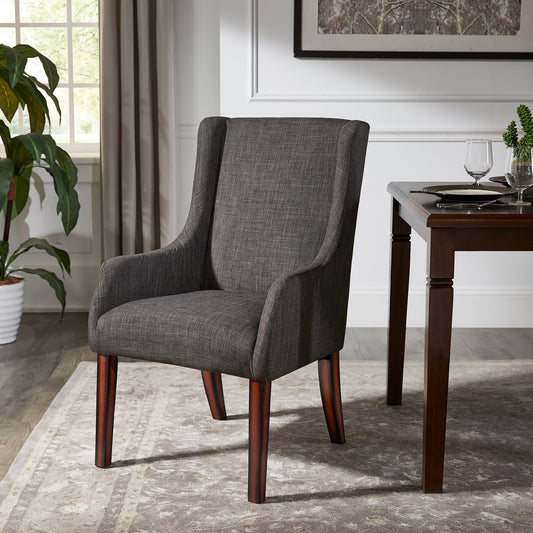 Linen Sloped Arm Hostess Chair - Dark Gray