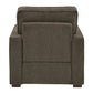 Modern Fabric Upholstered Square Arm Sofa Set - Living Room Chair, Loveseat and Sofa, Brown Chenille Fabric