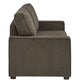 Modern Fabric Upholstered Square Arm Sofa - Loveseat, Brown Chenille Fabric