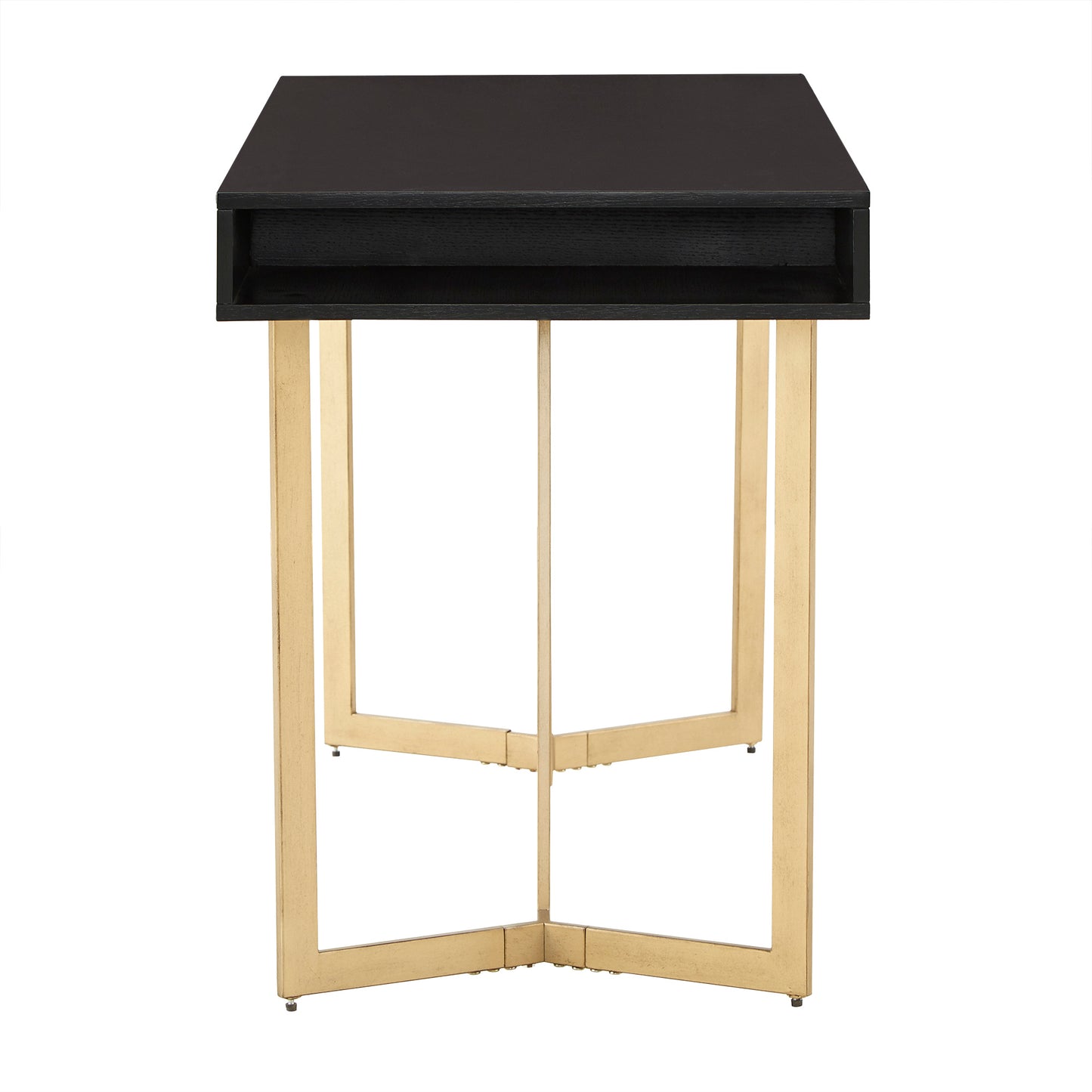 Black Finish Writing Desk with Gold Metal Base