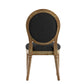 Round Linen and Wood Dining Chairs (Set of 2) - Dark Gray Linen, Natural Finish