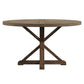 Rustic X-Base Round Pine Finish Dining Table - Brown Finish, 54-inch