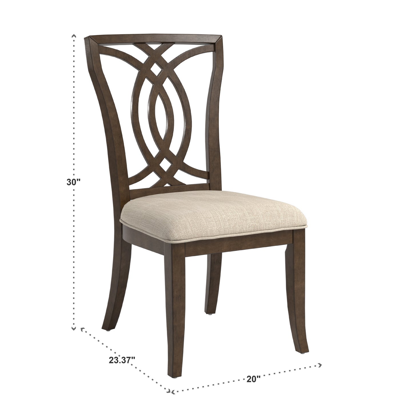 Dark Walnut Finish and Fabric Dining Chairs (Set of 2) - Side Chair