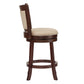 Upholstered Back Swivel Stool - 24" Counter Height, Cherry Finish, Beige Linen