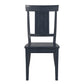 Panel Back Wood Dining Chairs (Set of 2) - Antique Dark Denim Blue Finish