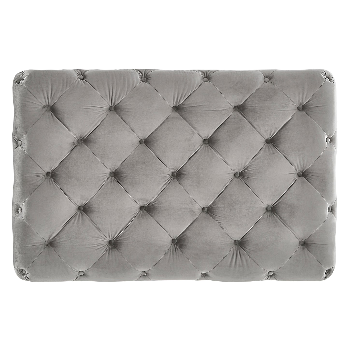 Rectangular Tufted Ottoman with Casters - Gray Velvet