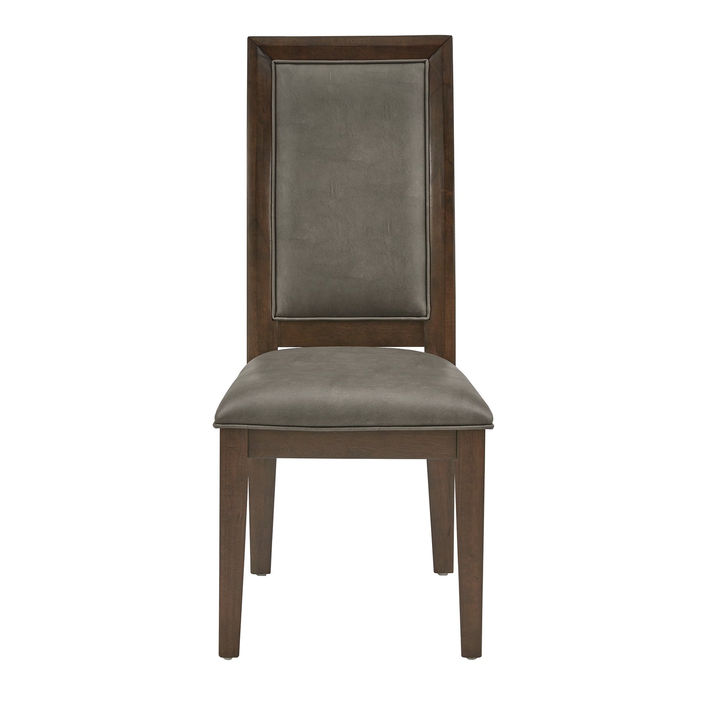 Brown Finish Vegan Leather Dining Chair (Set of 2)